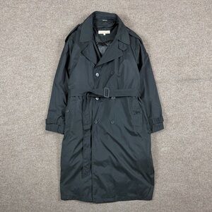 Perry Ellis Black Double Breasted Belted Trench Coat Men’s 46 Removable Liner